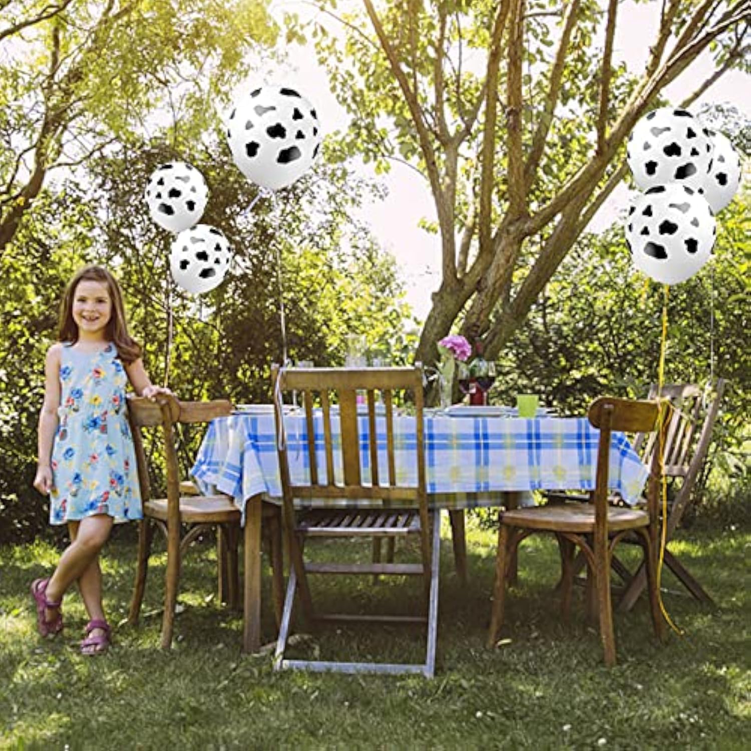 25Pcs Cow Balloons, White, Latex, Farm Animal Decoration, Boys Birthday Party Supplies