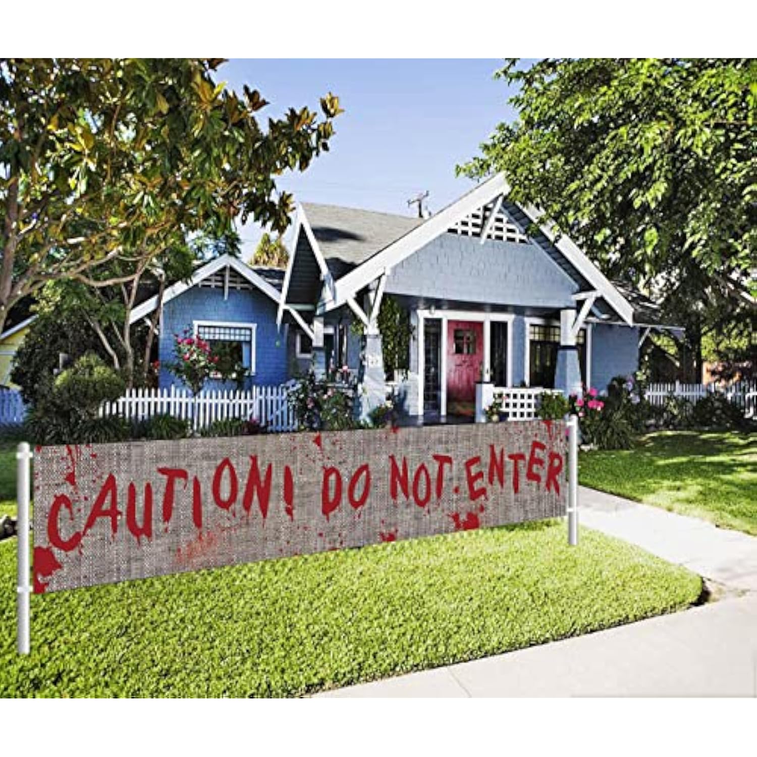 Extra Large Halloween Banner Funny Bloody Caution Do Not Enter Haunted House Decoration