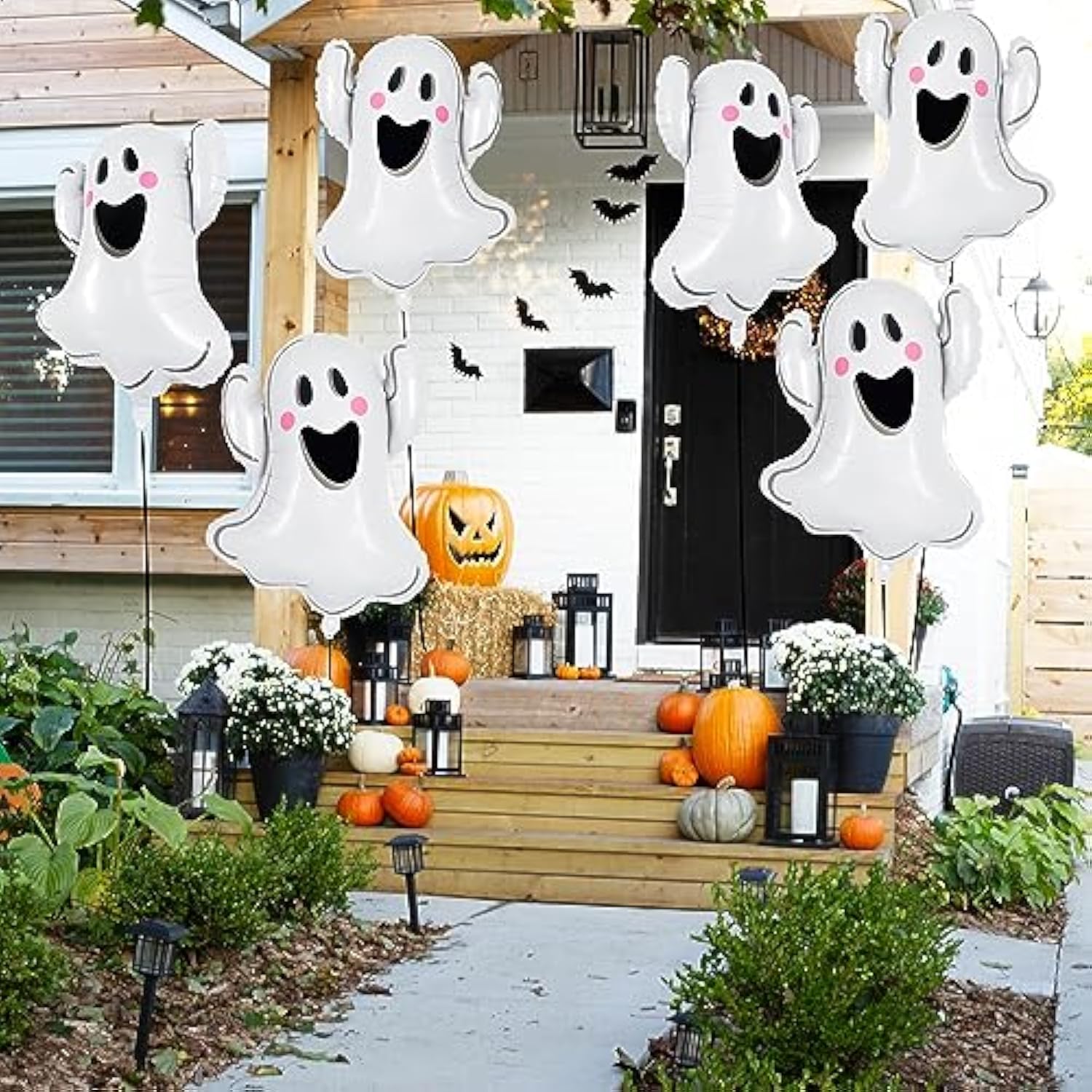 6 Pack White Ghost Foil Balloons Halloween Party Decorations Trick or Treat Decor