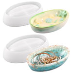 Candle Vessel Silicone Mold, 2 Pieces Oval Bowl Resin Container Molds, Candle Boat Storage Tray Mold For Epoxy Resin Craft Mold Diy Jewelry Trinket Tray Home Decor