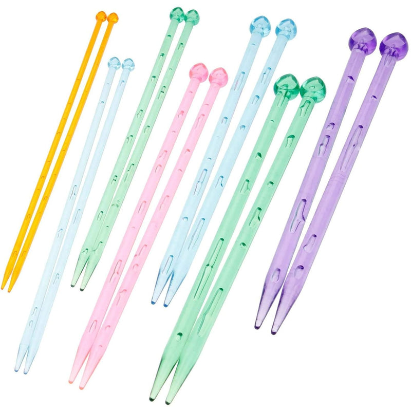 7 Pair Multicolor Plastic Crystal Knitting Needles Weaving Tool Aggreko Crysta