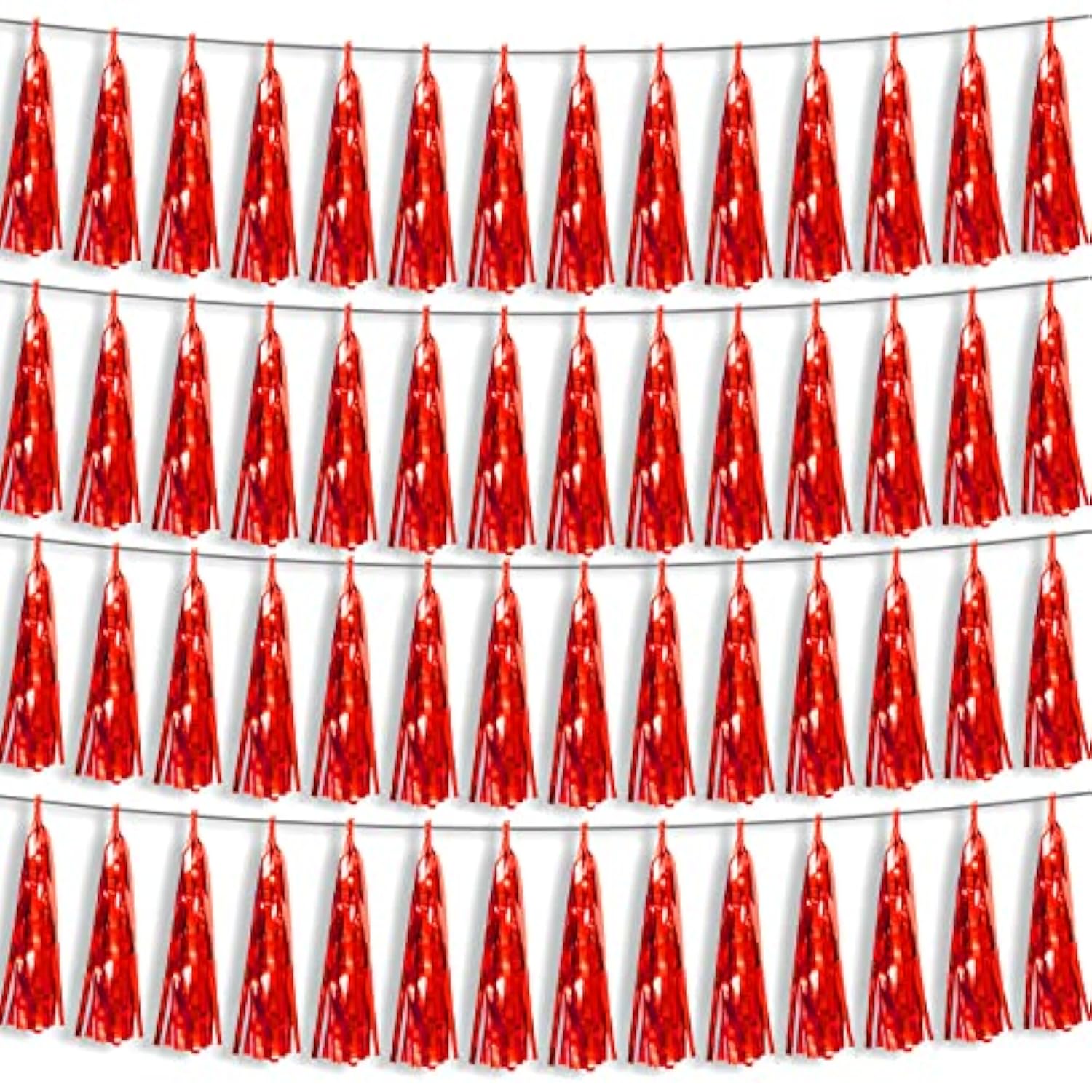 4pcs Red Foil Fringe Tassel Garland Metallic Streamers Party Decorations