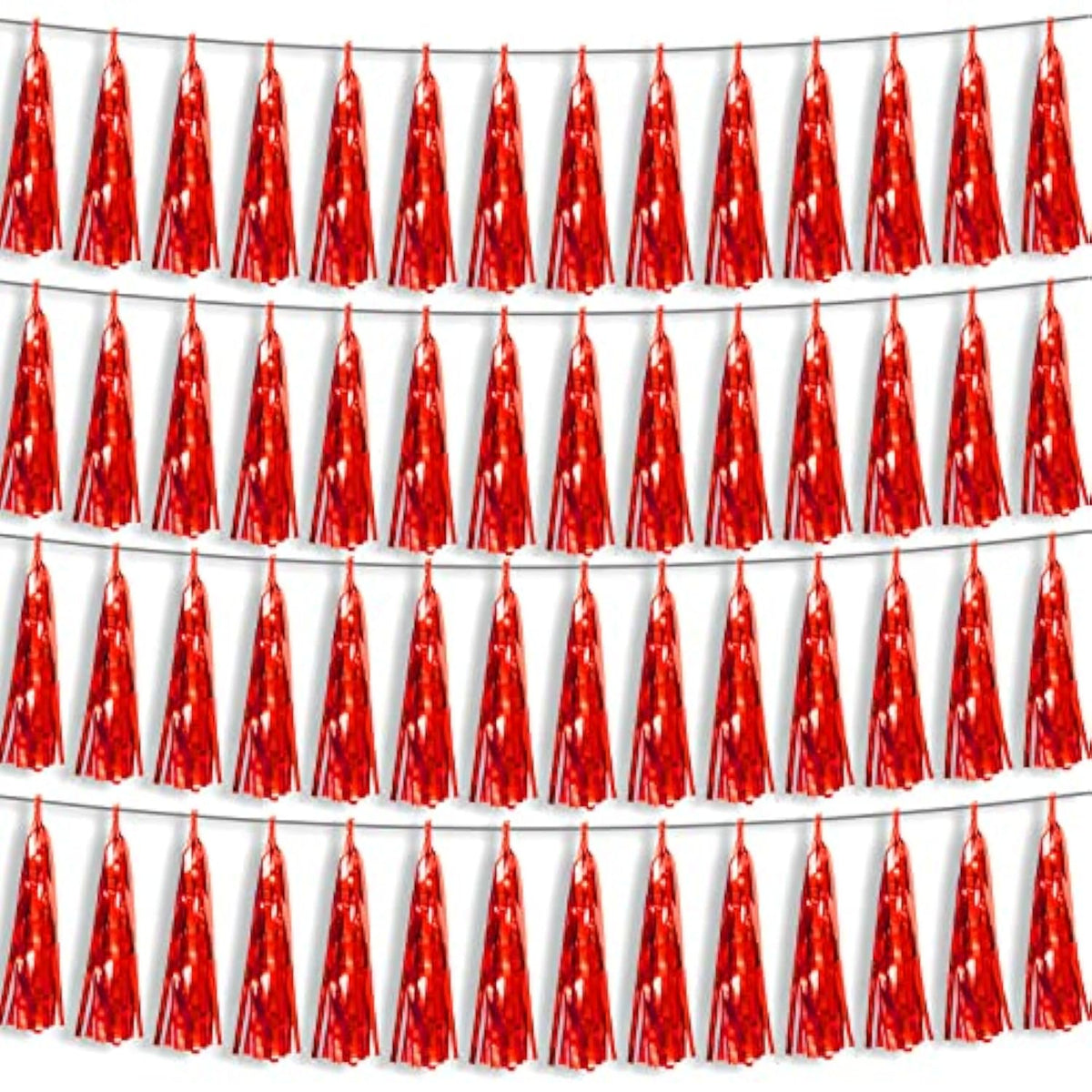 4pcs Red Foil Fringe Tassel Garland Metallic Streamers Party Decorations