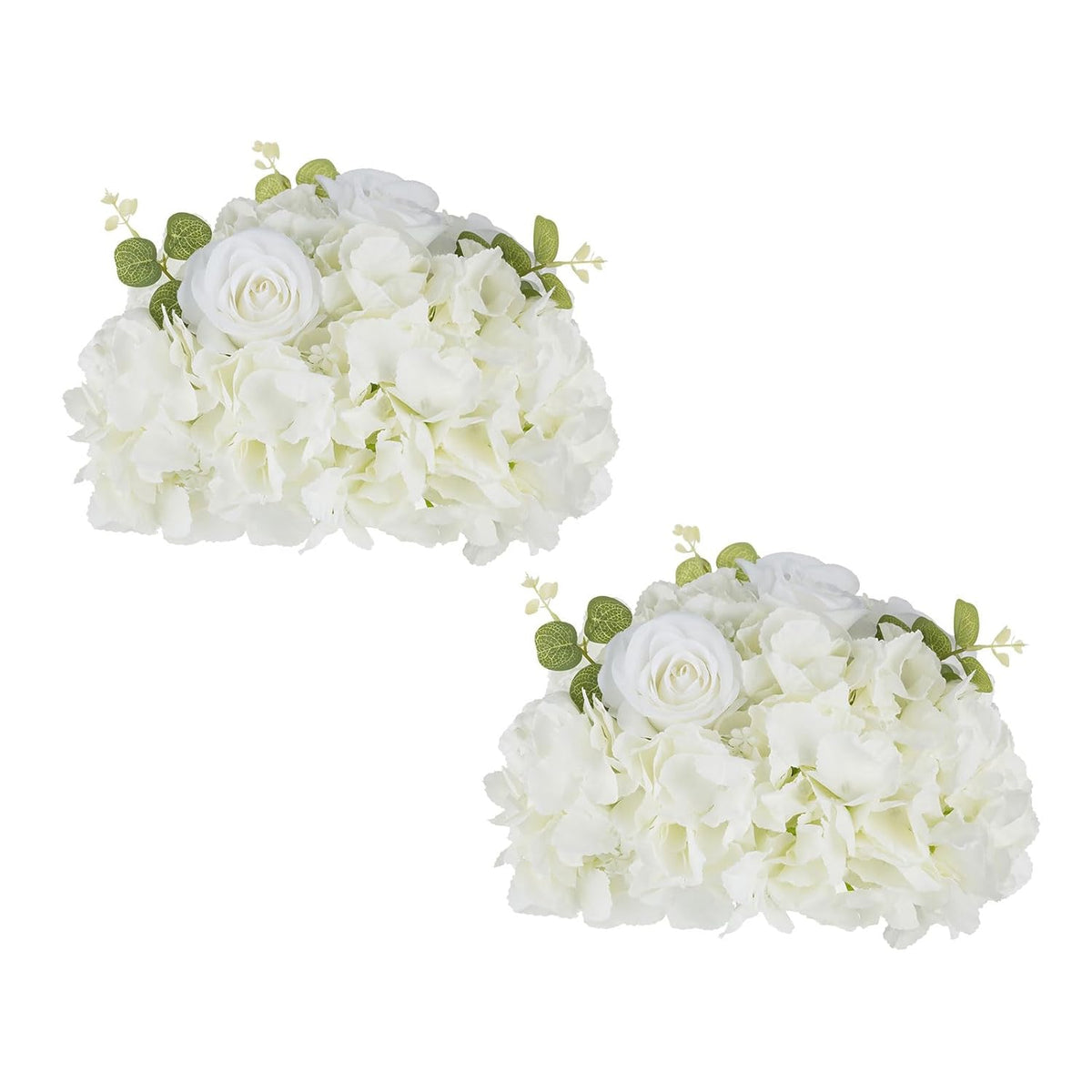 Artificial Flower Balls Wedding Centerpieces 2 Pcs 11.8" White Fake Flowers Rose Hydrangea Ball Arrangement Center Pieces For Table Silk Floral Bouquet For Wedding Party Home Decor