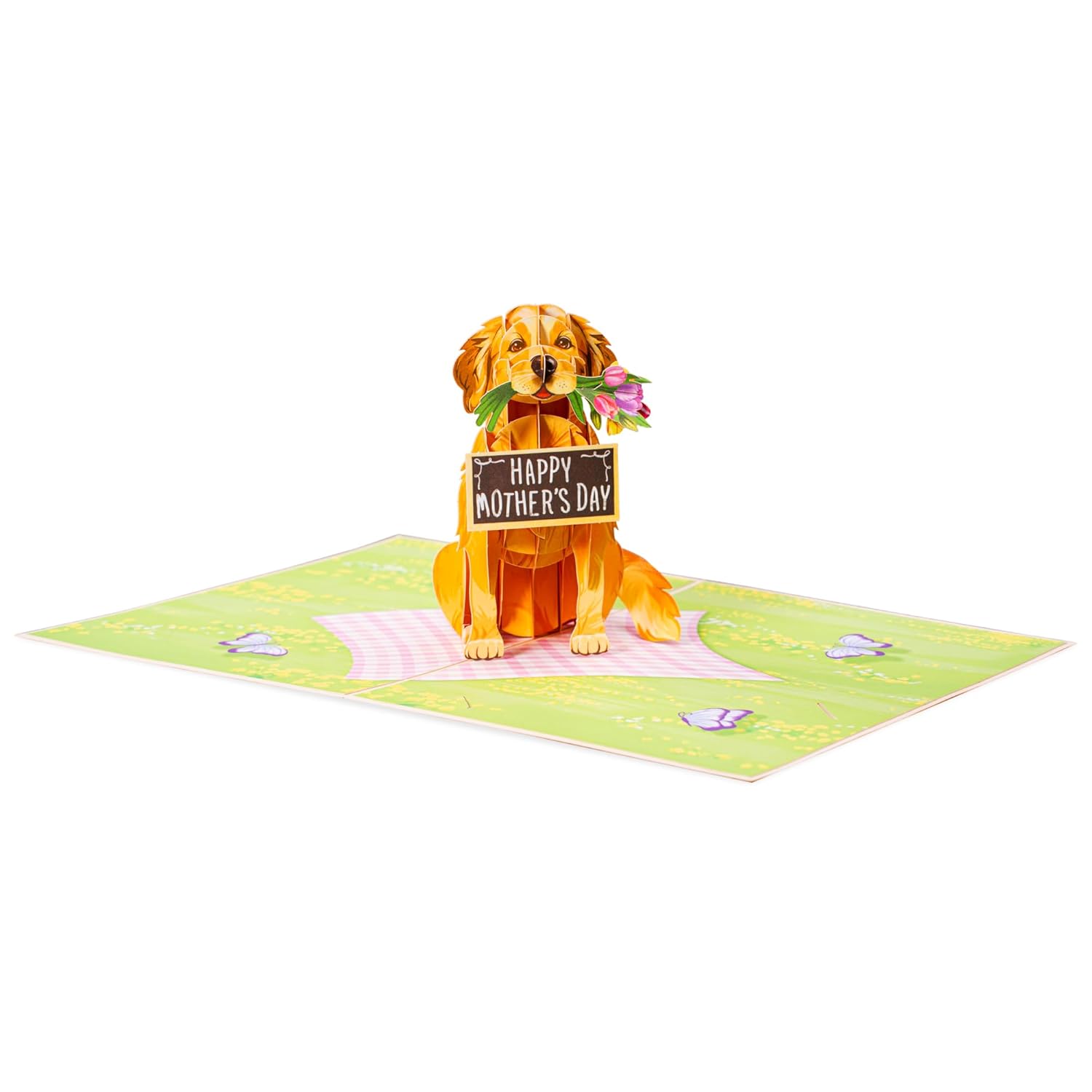 3D Pop Up Mothers Day Card, Happy Mother'S Day Dog, For Mom, Wife - 5" X 7" Cover - Includes Envelope And Note Tag
