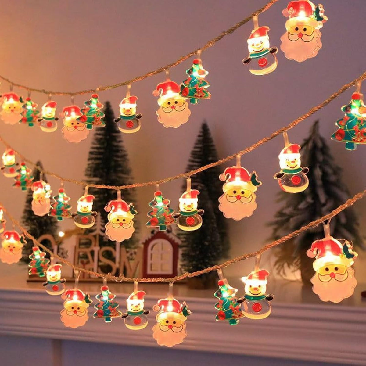 Christmas Decoration Lights Battery Operated, 9.8 Feet 20 Led Cute String Lights, Waterproof Indoor Outdoor Twinkle Chri