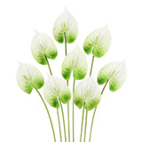 8Pcs Artificial Anthurium Flowers 24.8’’ Pu Real Touch Tropical Flowers Faux Anthurium Flowers With Long Stems For Wedding Bouquet Home Party Outdoor Decor(White&Green)