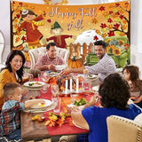 Happy Fall Y'All Backdrop Decorations, Large Polyester Scarecrow Maple Leaves Fall Backdrops Banner For Photography Thanksgiving Party Supplies