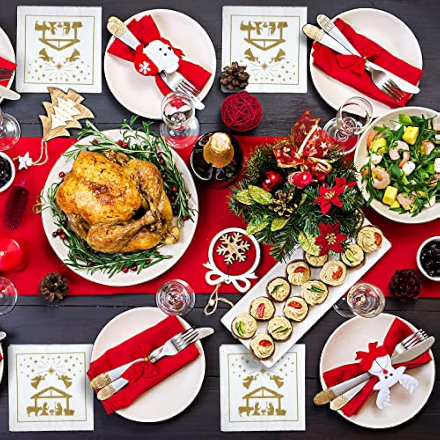 150 Pieces Christmas Nativity Napkins Religious Paper Cocktail Christmas Napkins Nativity Of Jesus Xmas Party Decorations Happy Birthday Party Supplies, 5 X 5 Inch