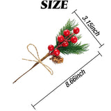 20Pcs 8Inch Pine Cone Red Berry Picks Stems Crafts Branch Christmas Wreath, Holly Artificial Evergreen Branches Tiny Pine Cones Picks Décor Floral Picks For Christmas Flower Wreaths Diy