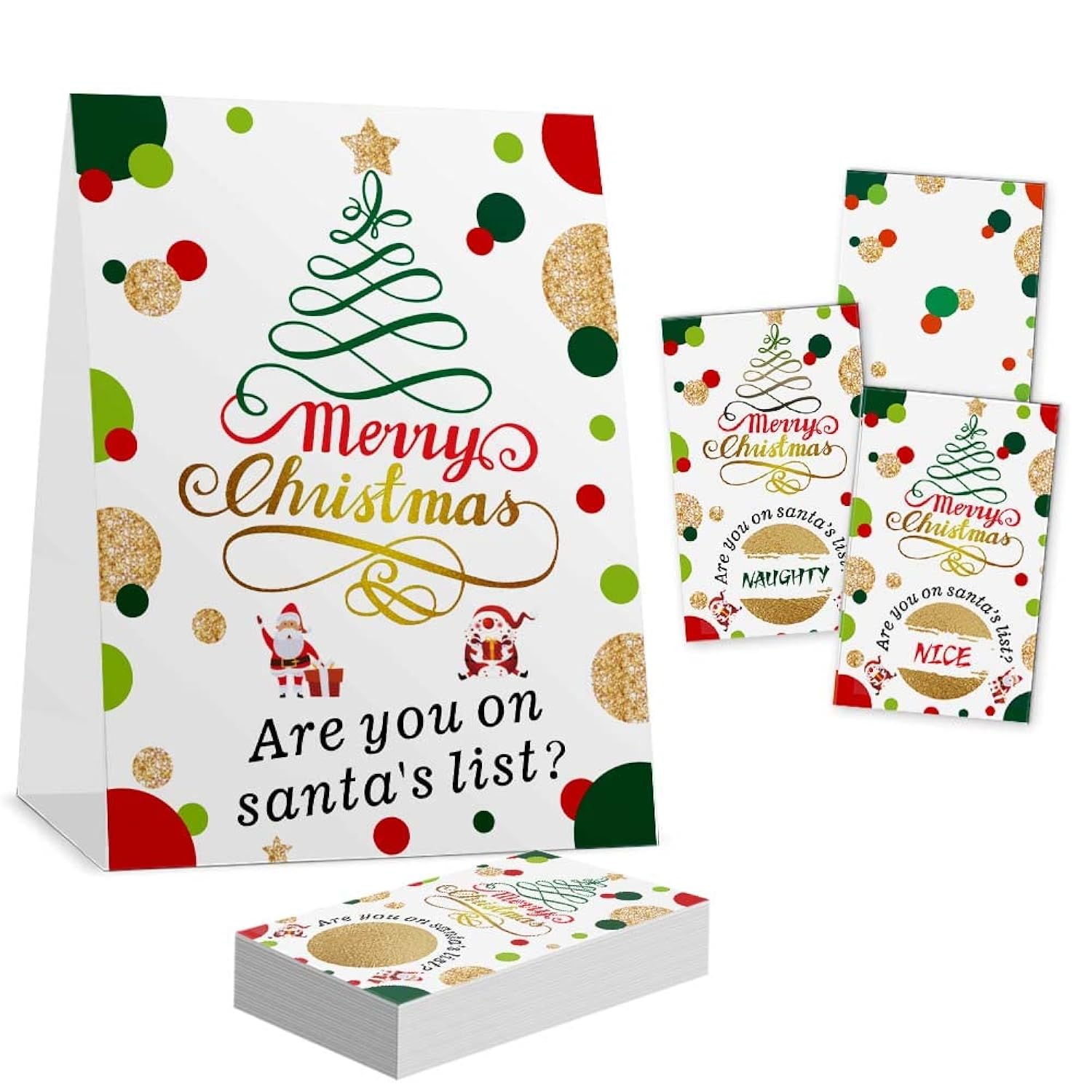 50 Pieces Christmas Party Scratch Off Cards, Christmas Party Scratch Off Decorative Suit?1Sign And 50 Scratch Off Cards)