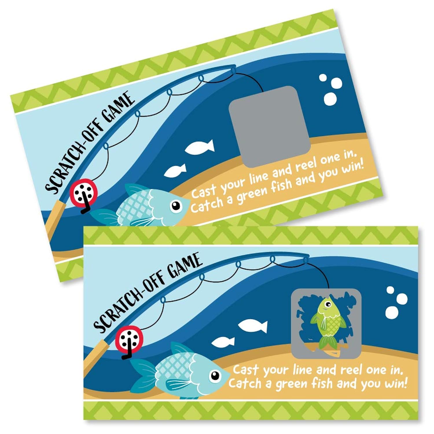 Big Dot of Happiness Let’s Go Fishing - Fish Themed Birthday Party or Baby Shower Game Scratch Off Cards - 22 Count