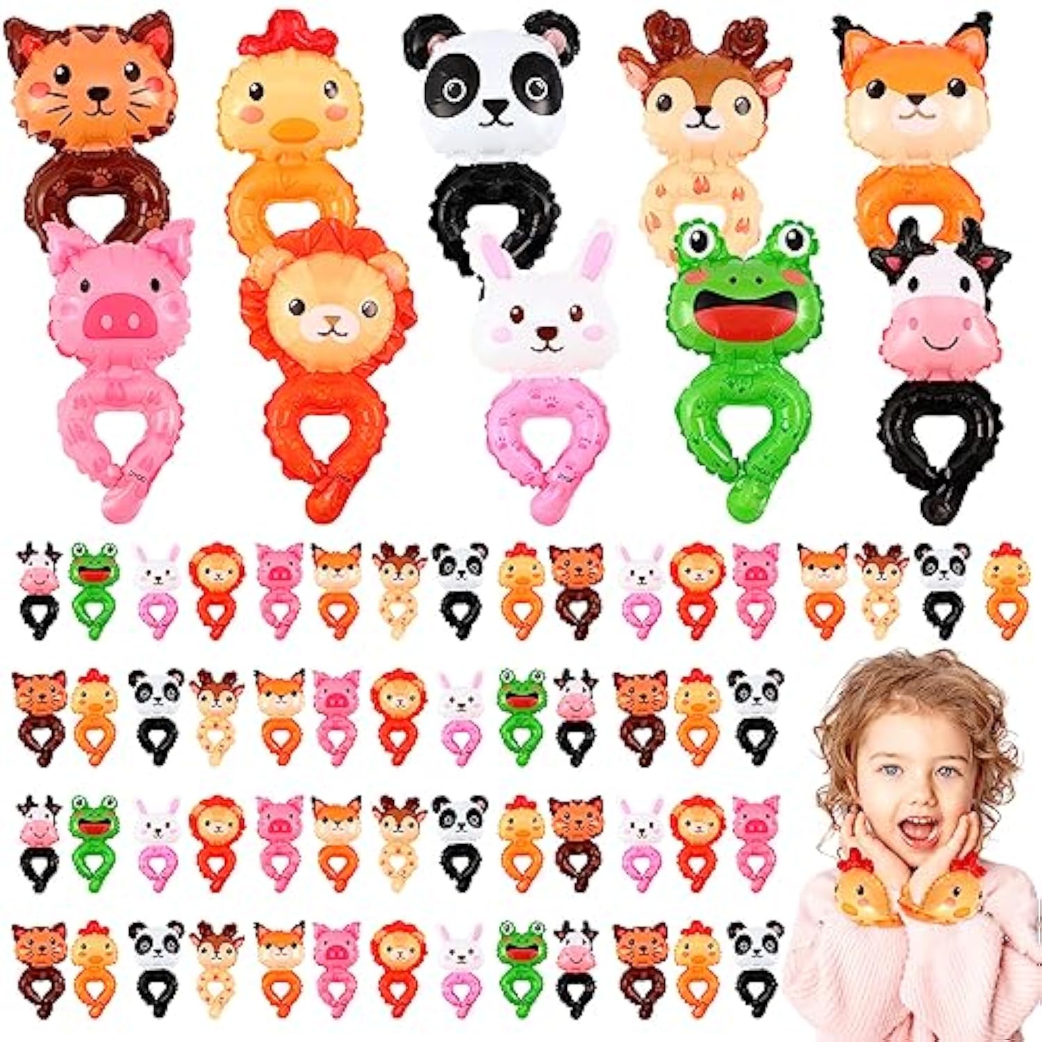 200 Pcs Inflatable Animal Toys Cartoon Wrist Balloons Hand Wearing Balloons Safari Farm Animals Toys Jungle Theme Birthday Party Supplies Theme Birthday Party Favors Decorations