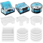 Set Of 3 Thick Square Octagon Round Coaster Molds With Matching Holder Mold, Shiny Coaster Silicone Molds For Resin Casting