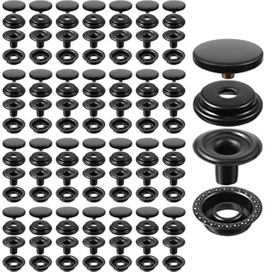 100 Pieces 15 Mm Fastener Snap Stainless Steel Snap Buttons Press Stud