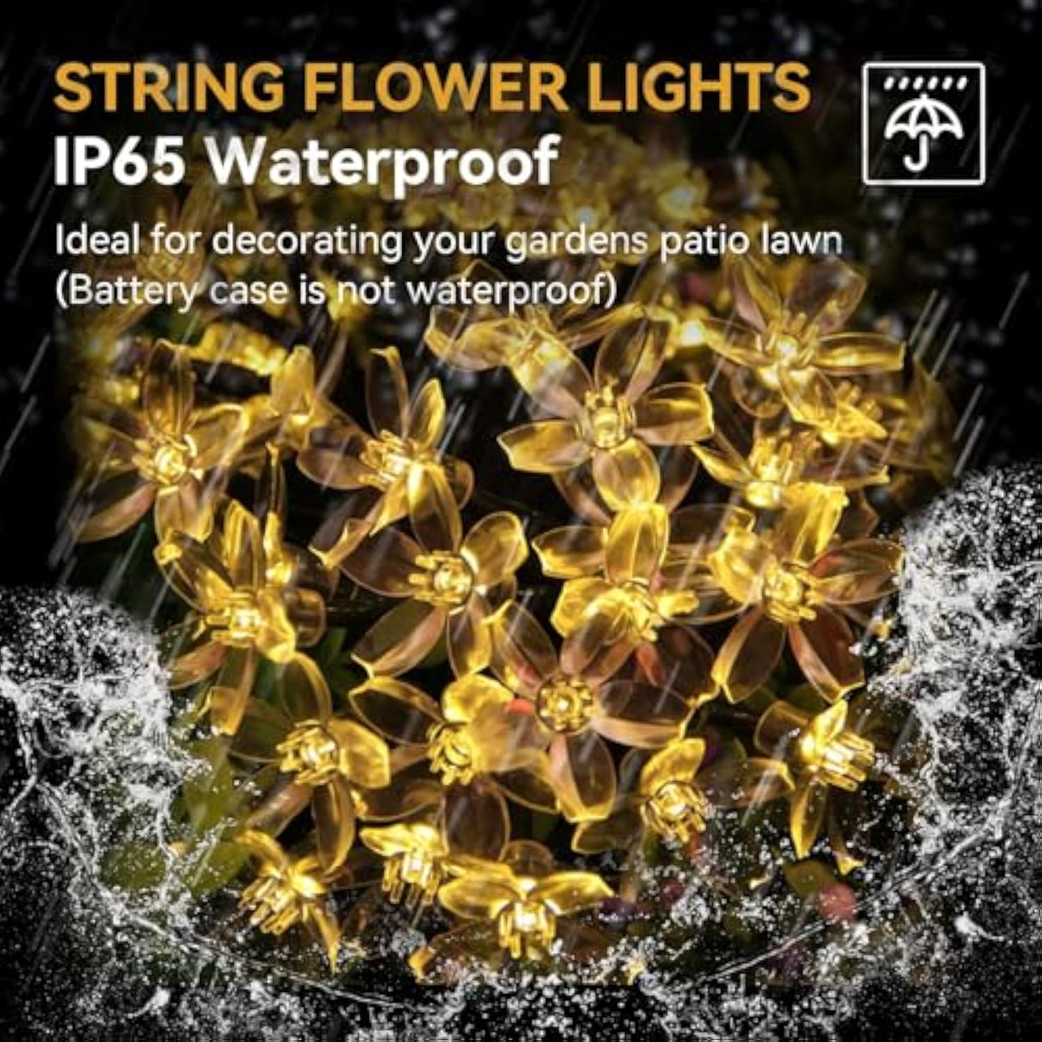 Flower String Lights 15 Ft 30 Led Fairy Christmas Lights Battery Operated Indoor&Outdoor Twinkle Lighting Bedroom Decor