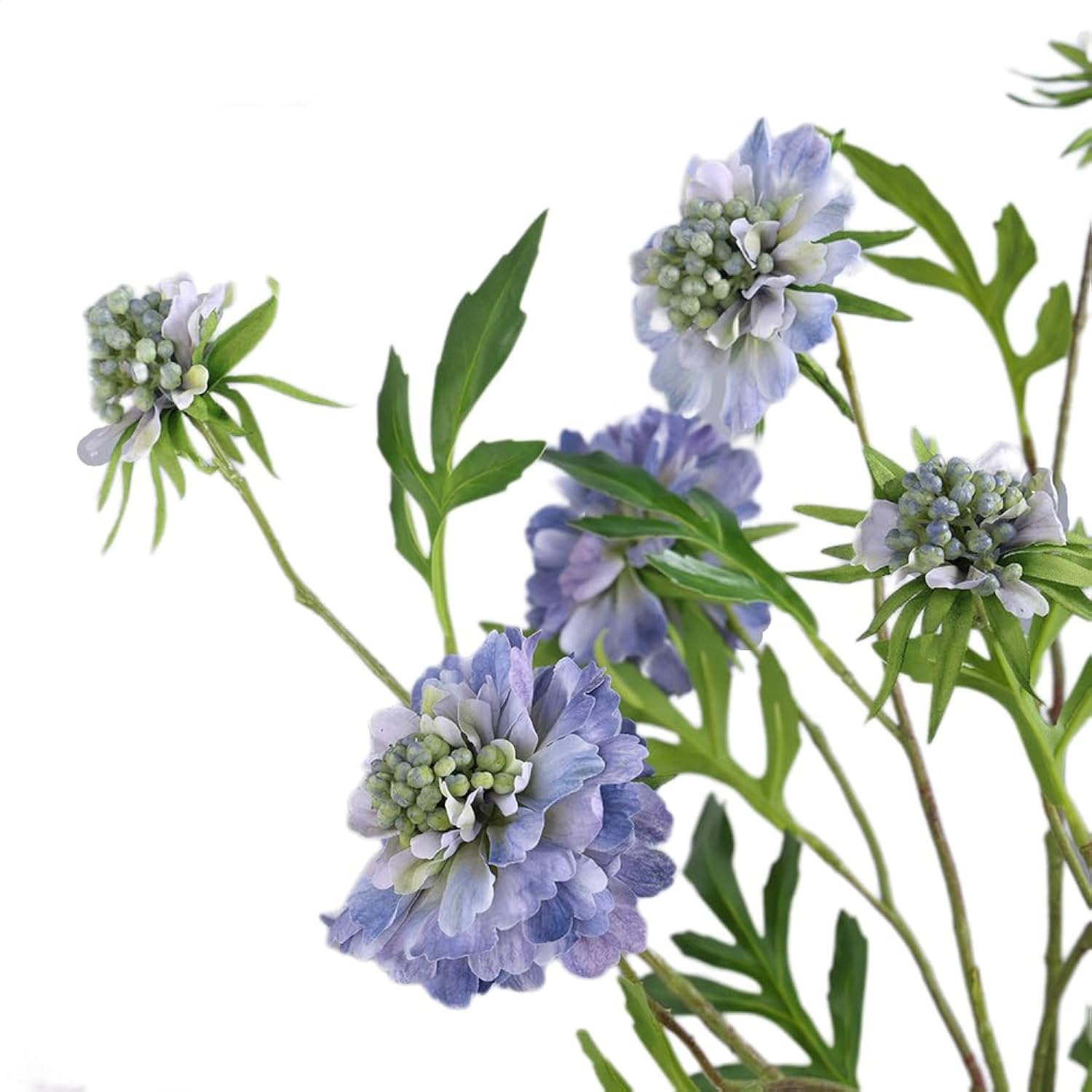 Artificial Scabiosa Atropurpurea Flowers, 3 Pieces Silk Faux Flower, 23.6 In Height Long Stem Fake Plant For Home Wedding Restaurant Hotel Decoration (Blue)