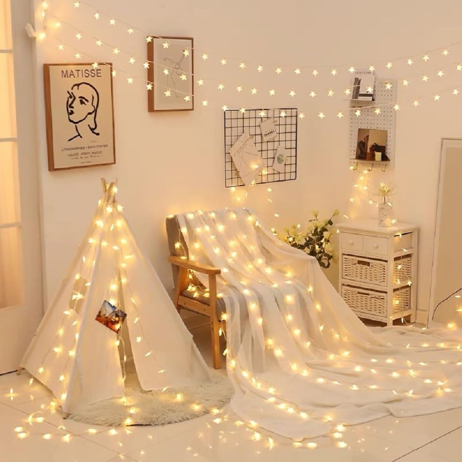 Star Plug In String Lights, 10Ft 20 Led Star Fairy String Lights Warm White For Birthday Christmas Party Home Decoration