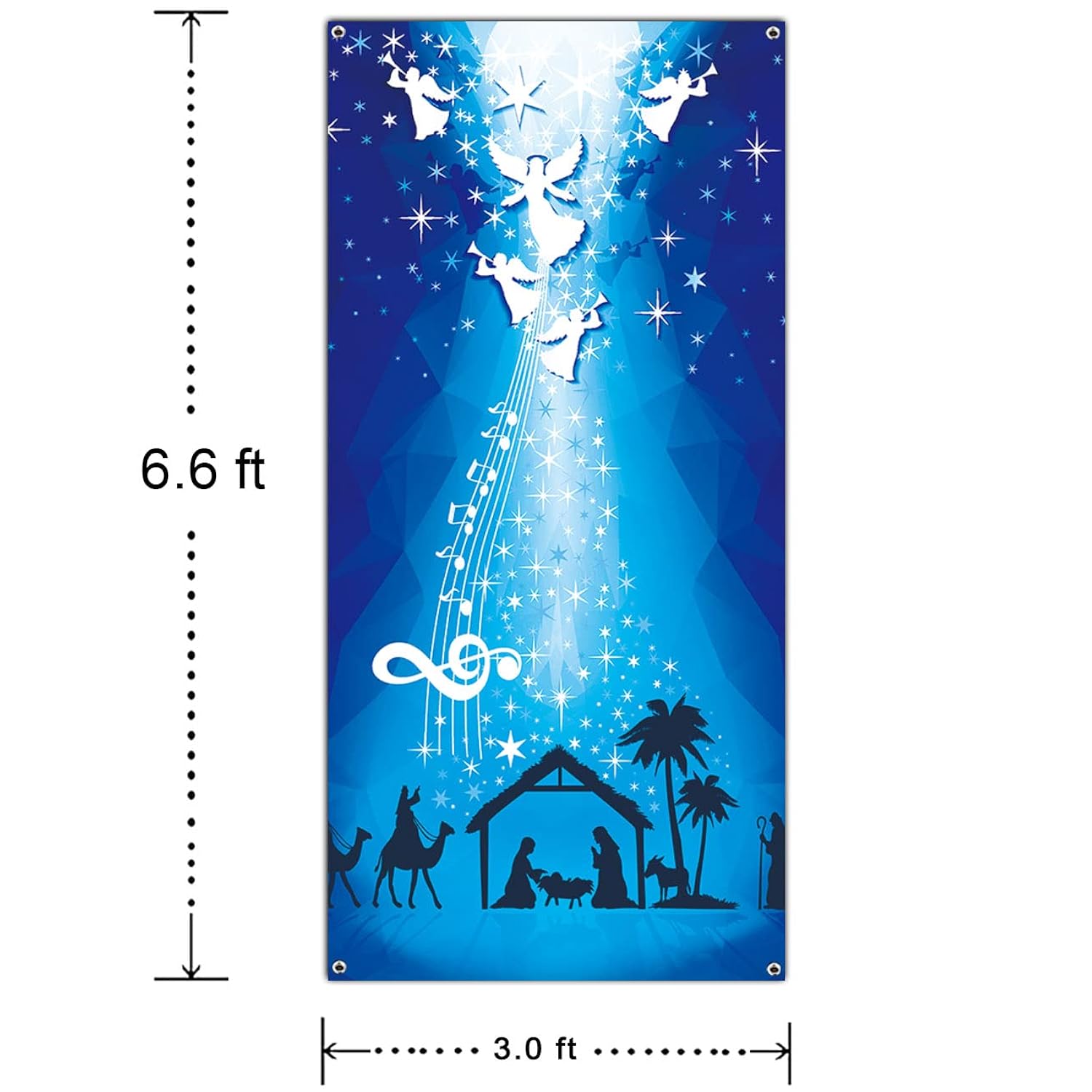 Birth Of Jesus Door Cover Christmas Night Manger Nativity Scene Door Banner Large Religious Christmas Backdrop Decoration Manger Scene Religious Blue Banner Jesus Nativity Backdrop 6.6 X 3.0 Ft