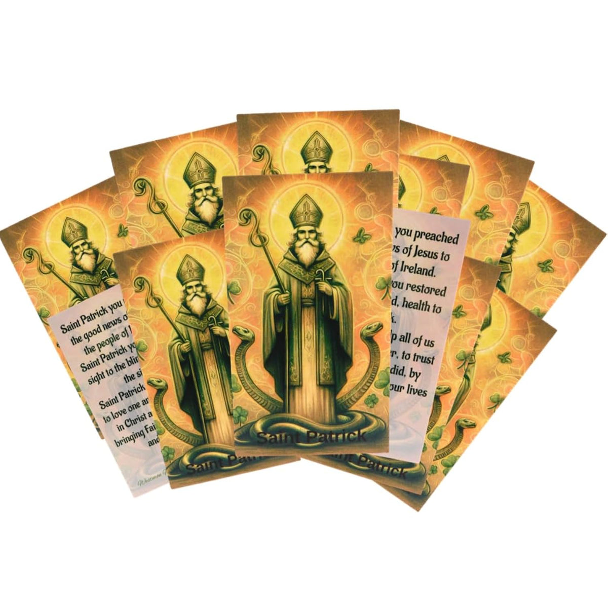 St Patrick Holy Card Set Patron Saint Of Ireland Prayer Pack Made In The Usa, Set Of 10