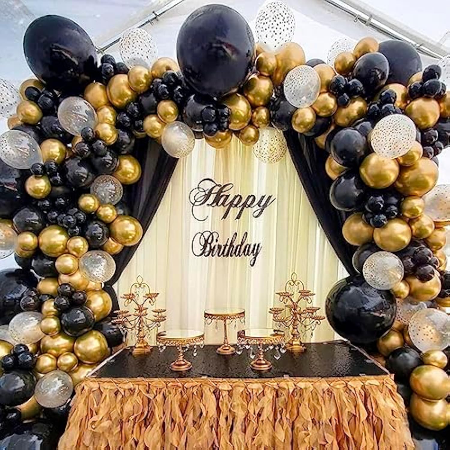 Black Gold Balloon Garland Arch Kit Latex Balloons 2026 New Year Party Decor