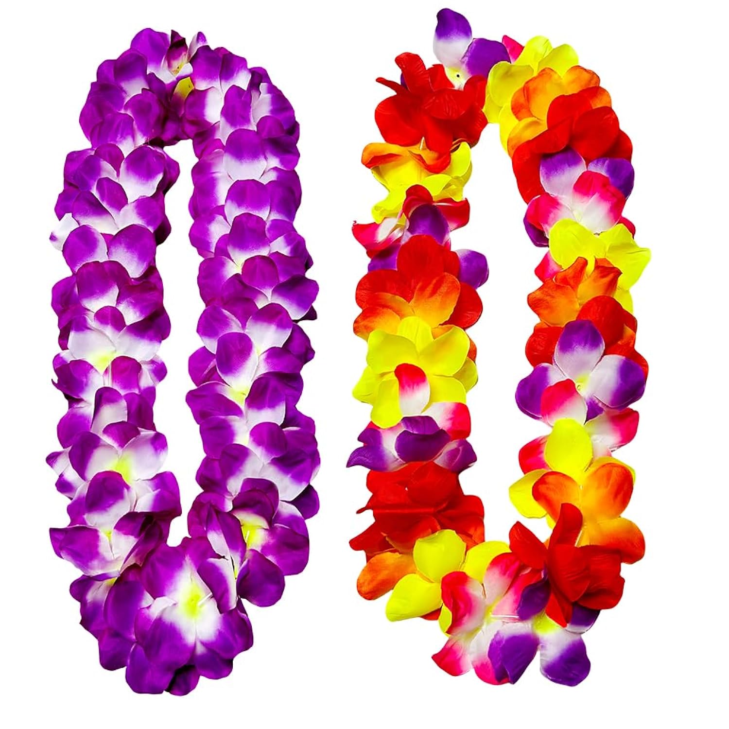 5Pcs Vibrant Hawaiian Flower Leis For Luau Parties - Tropical Party Decorations & Favors, Soft Silk-Like Garland Necklaces For Birthdays, Weddings & Summer Events