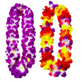5Pcs Vibrant Hawaiian Flower Leis For Luau Parties - Tropical Party Decorations & Favors, Soft Silk-Like Garland Necklaces For Birthdays, Weddings & Summer Events