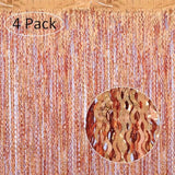 4 Pack Wavy Orange Foil Fringe Curtains 3.3x6.6ft Backdrop for Halloween Party Decor