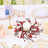 4 Pcs Glitter Red Heart And Berry Candle Wreath Holder Rings Pip Berry Candle Rings Mini Wreaths 4" Center For Christmas Wedding Windows Table Centerpieces (Red)