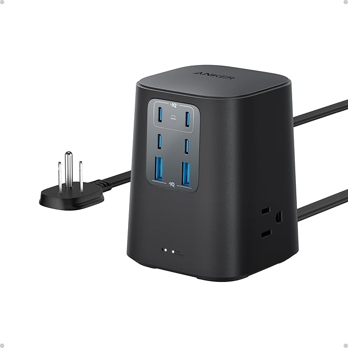 9 in 1 Desktop Charger Power Strip 100W USB C Charging Station with 3 Outlets 6 USB Ports 5FT Extension Cord