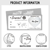 Surprise Trip Reveal Ideas Boarding Pass Ticket With Envelopes, 5 Set 3.5"X8"Gray Travel Ticket Gift, Special For Holiday Birthday Valentine'S Day Christmas Wedding Gift Card-005/5