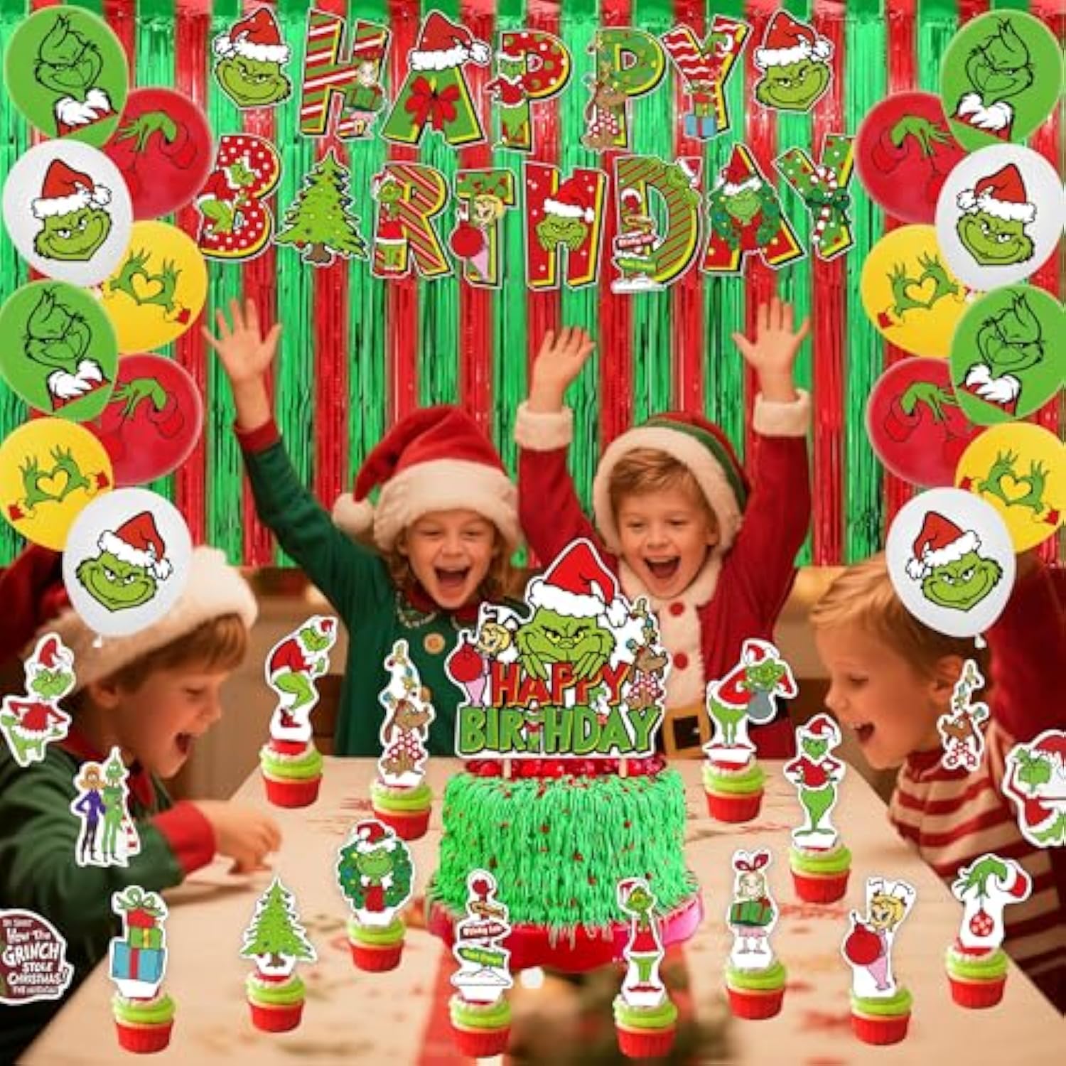 208Pcs Christmas Party Decorations Balloon Rain Curtain Stickers, Holiday Decorations For Families, Schools And Offices, Christmas And New Year'S Birthday Party Decorations.