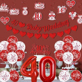 40Th Ruby Wedding Anniversary Decorations, We Still Do 40 Years Cheers To 40 Years Anniversary Celebration Party Supplies - Balloon Cake Topper Hanging Swirls Love Garland Banner