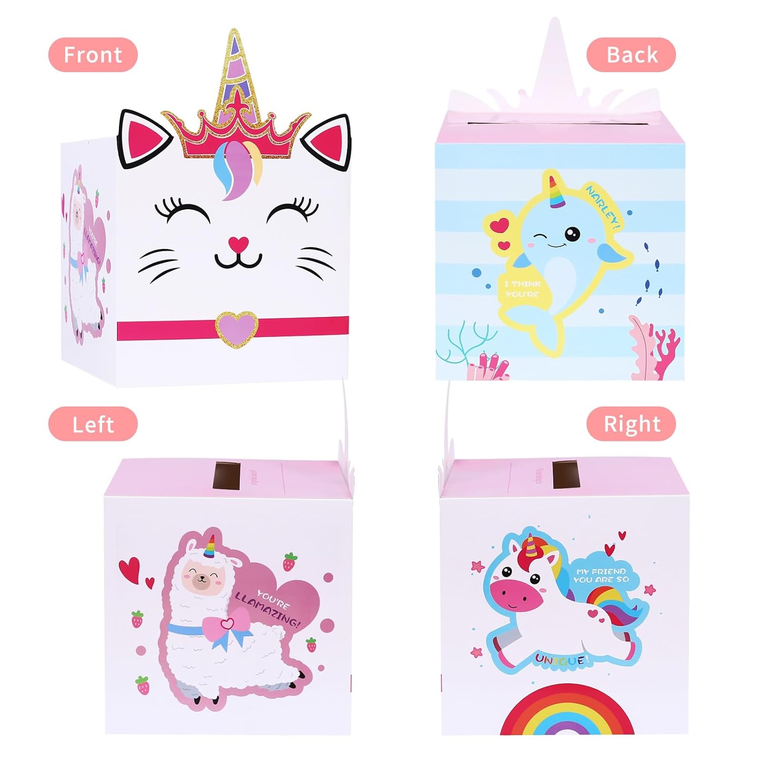Valentine Boxes For Kids - Unicorn Valentine Day Cards For Kids School Classroom Party Favor Boys Girls Gifts Exchange & Greeting, Include 1 Mailbox, 32 Valentine Cards, 1 Teacher Card