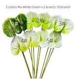 10 Pcs 24"Artificial Anthurium Flowers With Stem, Fake Flower Filler Plants Real Touch Flower For Spring Home Decor,Table Centerpieces, Wedding Party Decor,Background Wall Decor (Mix White/Green)