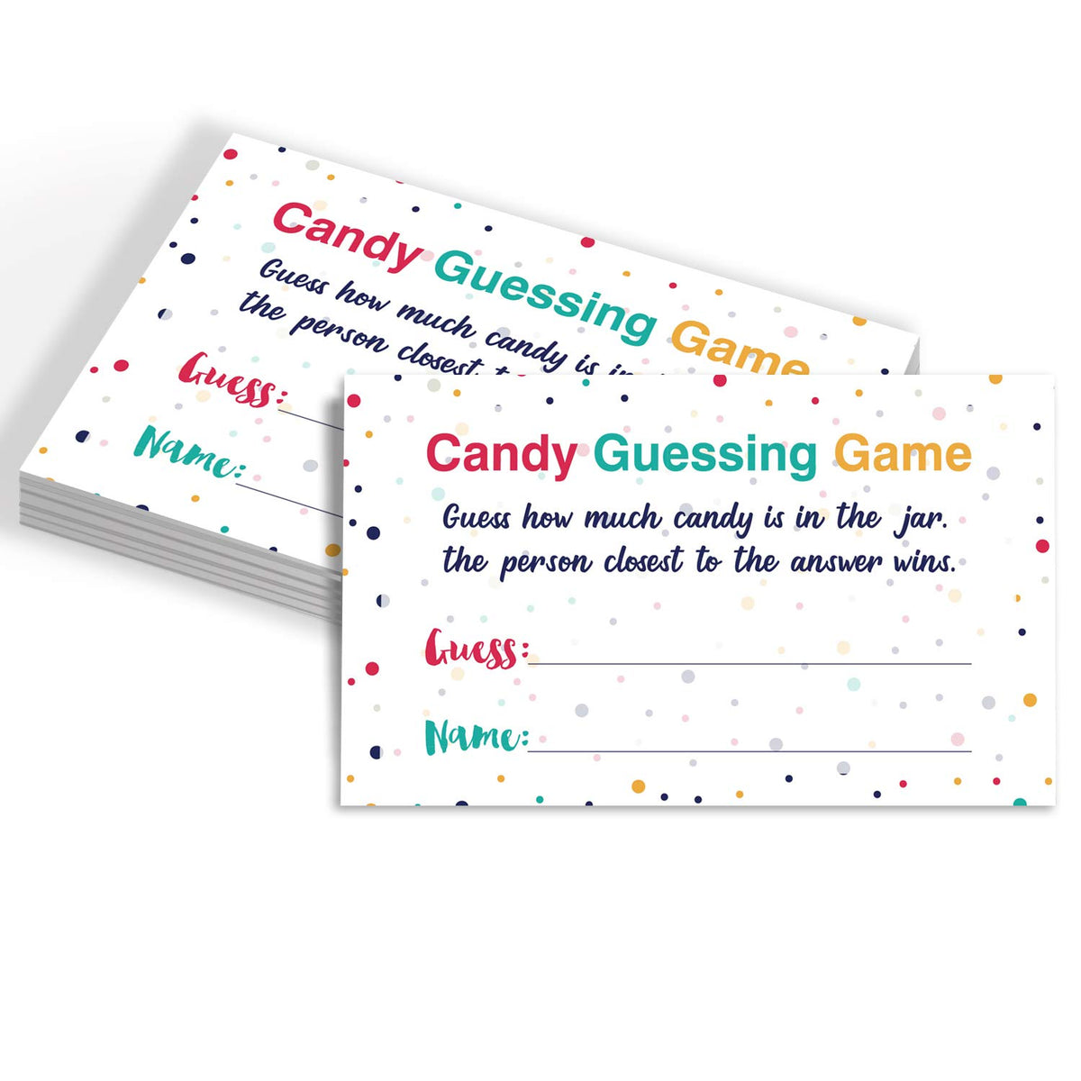 Candy Guessing Game Cards, Games Activities And Decorations, 50-Pack.