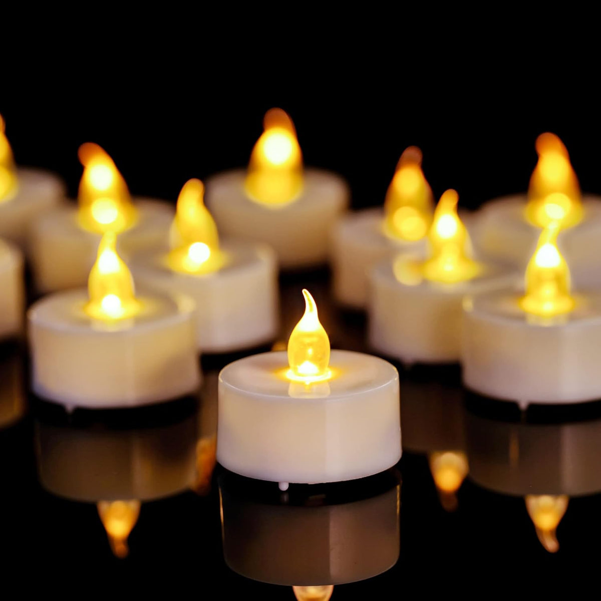 24 Pack Flameless Led Tea Lights Candles, Warm Yellow Last 200 Hours,Flickering Tealight Candles,Battery Operated Tea Lights For Home Decoratioin
