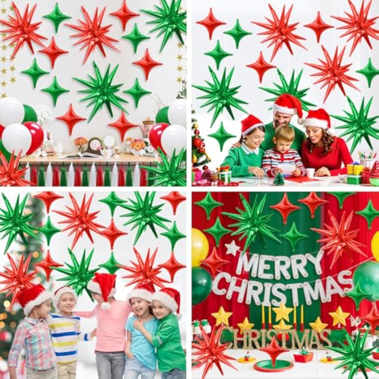 Red Green Star Balloon Kit 6 Large 10 Small Foil Balloons Party Decor