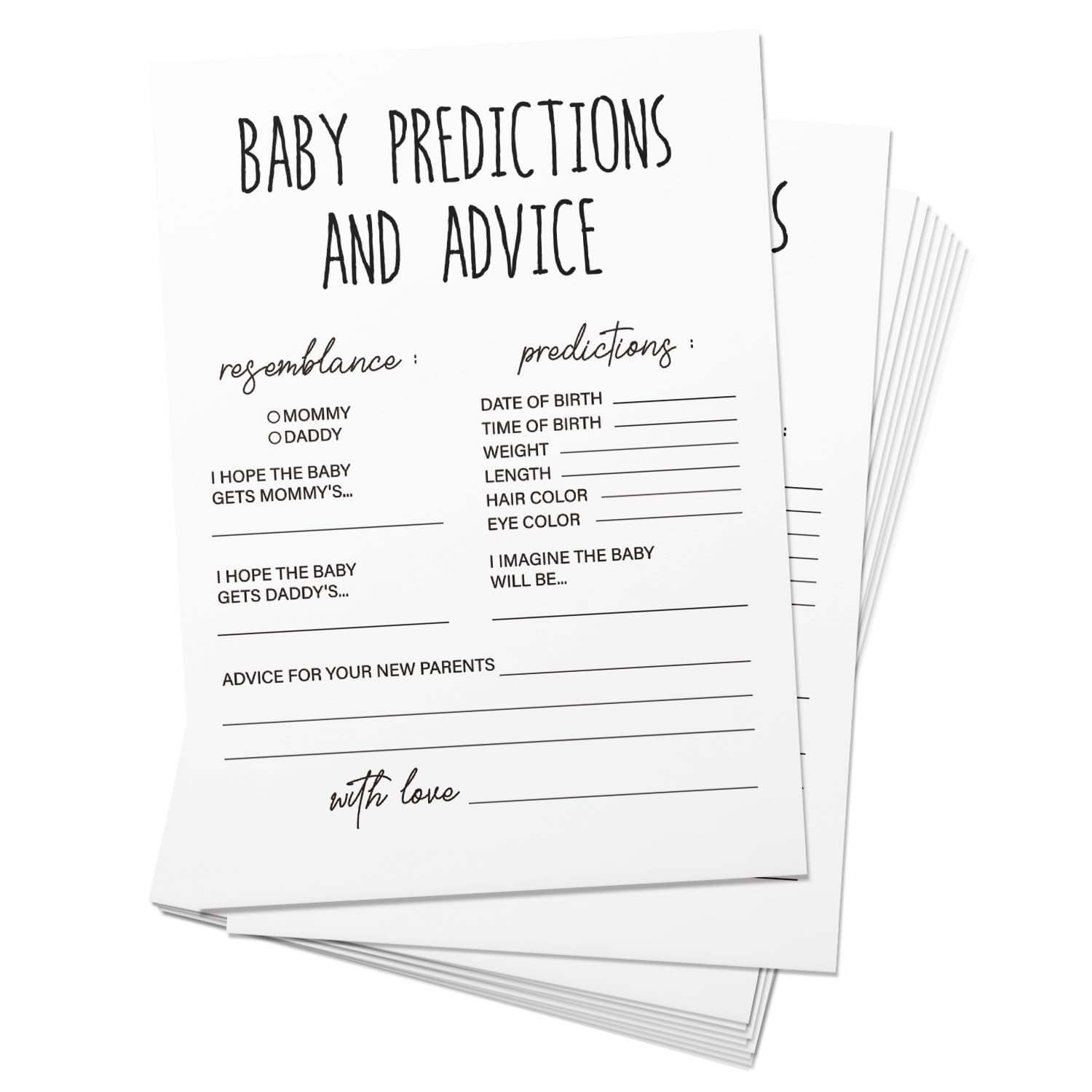 Baby Predictions & Advice For New Parents – Minimalism Shower Activity By Printed Party, It'S A Girl Forest Animals Theme Set Of 50 Cards-In12