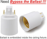 GX24Q to E26 E27 Light Socket Adapter 6 Pack 4 Pin CFL Converter Medium Edison Base UL Compatible