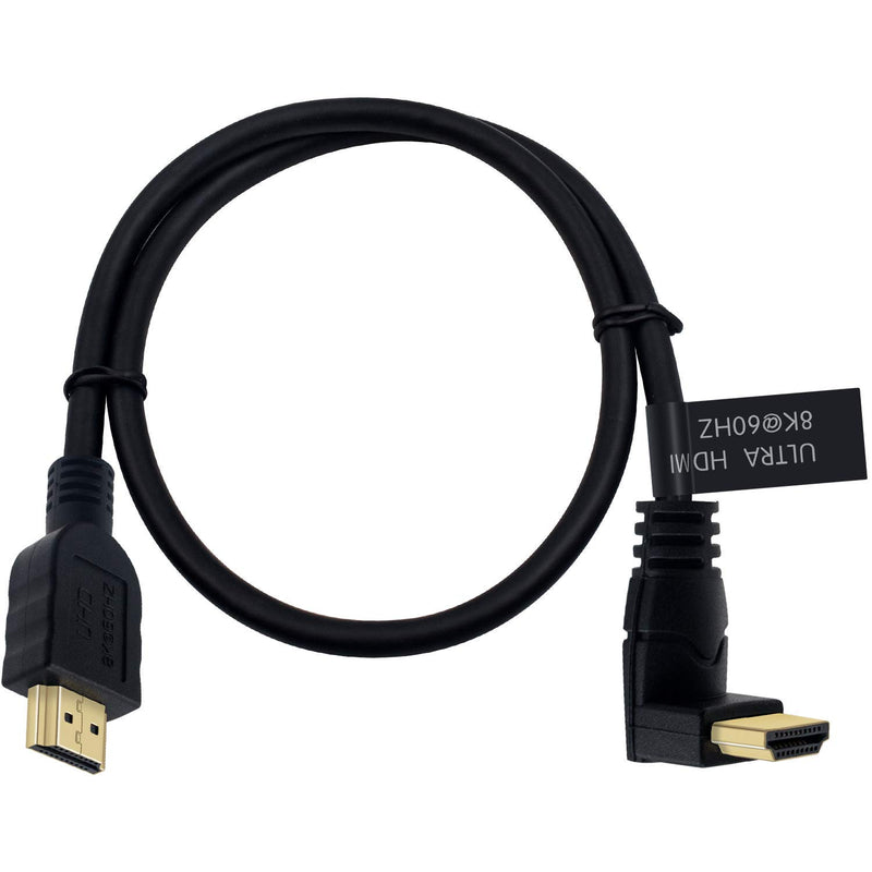 8K Hdmi Cable 2Feet, Hdmi 2.1 Cable 90 Degree Down Angle Hdmi Male To Male 8K