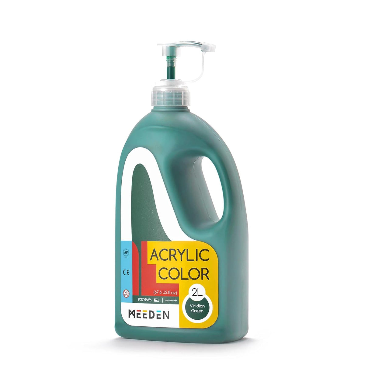 Phthalo Green Acrylic Paint With Pump Lid, 1/2 Gallon (2L /67.6 Oz.) Heavy-Body Non-Toxic Rich Pigment Color, Perfect For Art Class, Wall Painting, Painting Party & Creative Diy
