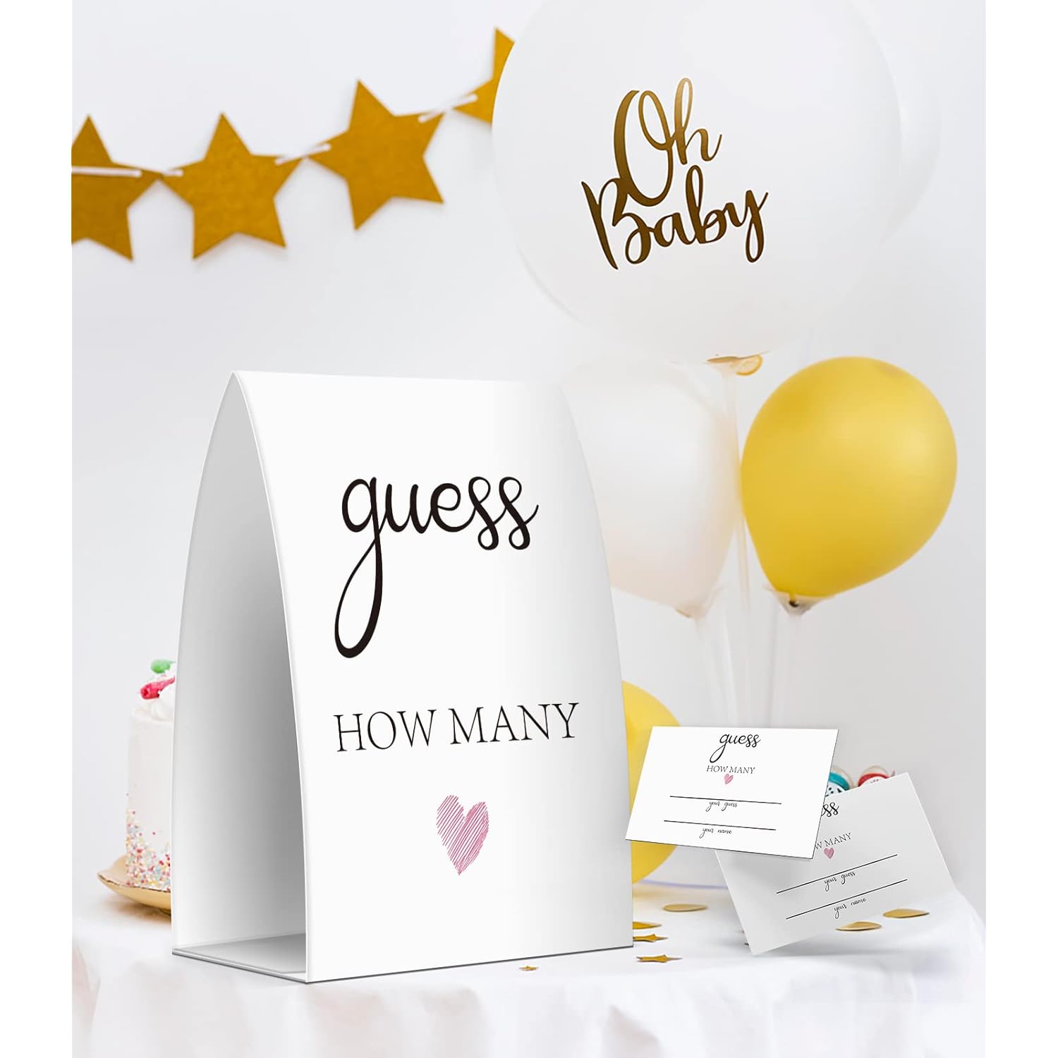 How Many, Bridal Shower Decorations, Bridal Shower Games - One Sign And 50 Cards(Many021)
