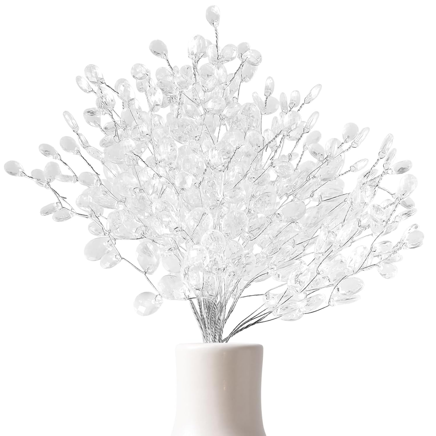 50 Stems Artificial Bouquet With Acrylic Bead Drops Spray For Wedding Diy Craft Floral Stems Flexible Decorative Flower Branches For Home Decor And Bridal Bouquets