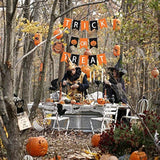 Halloween Happy Banner Decorations Trick or Treat Black Orange Banner with Balloons for Party