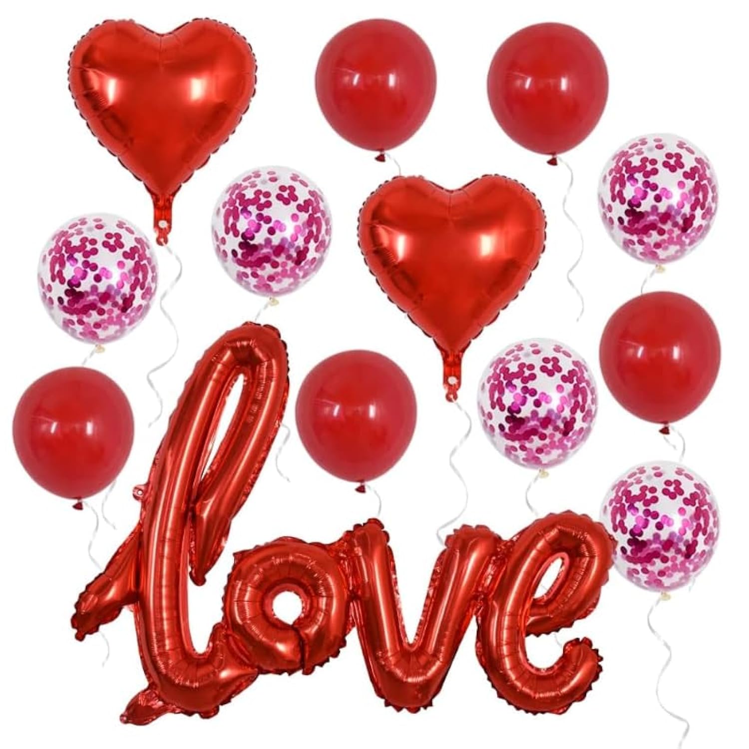 42 Inch Large Red Love Foil Balloons, Pack Of 13, Mylar Foil Love Ball