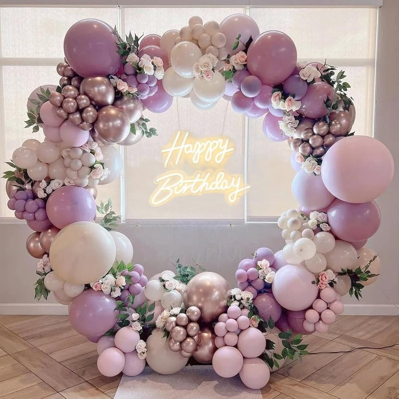 146Pcs Dusty Purple Balloon Garland Arch Kit, Double-Stuffed Pink Sand