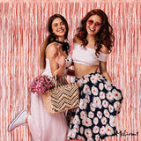 4 Pack Rose Gold Fringe Curtain Backdrop, 3.2Ft X 8.2Ft Metallic Tinsel Foil Fringe Streamers Background For Photo Booth Birthday Wedding Baby Shower Carnival Easter Mother’S Day Party Decorations
