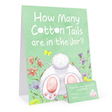 30 Players Easter Games For Adults Family Large Groups, How Many Cotton Tails Are In The Jar Easter Party Game, Spring Games Classroom Bunny Brunch Sign With Cards (Green)