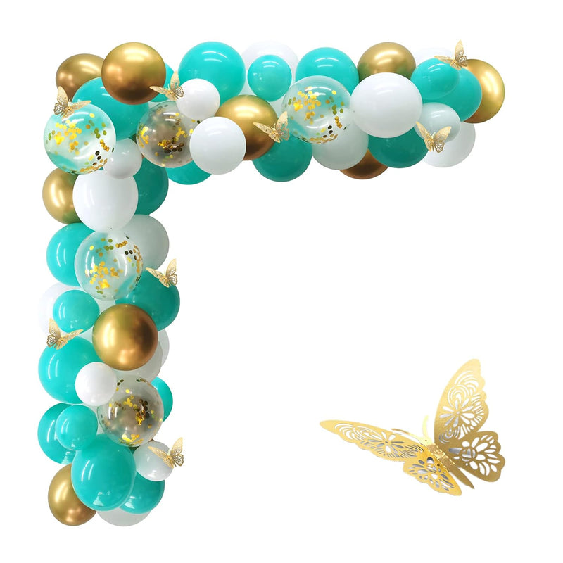 Teal Balloon Garland Kit - 122Pcs Teal Balloon Arch Kit With Gold Butt